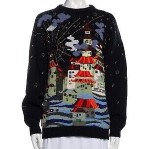 Gucci top wool city intarsia sweater